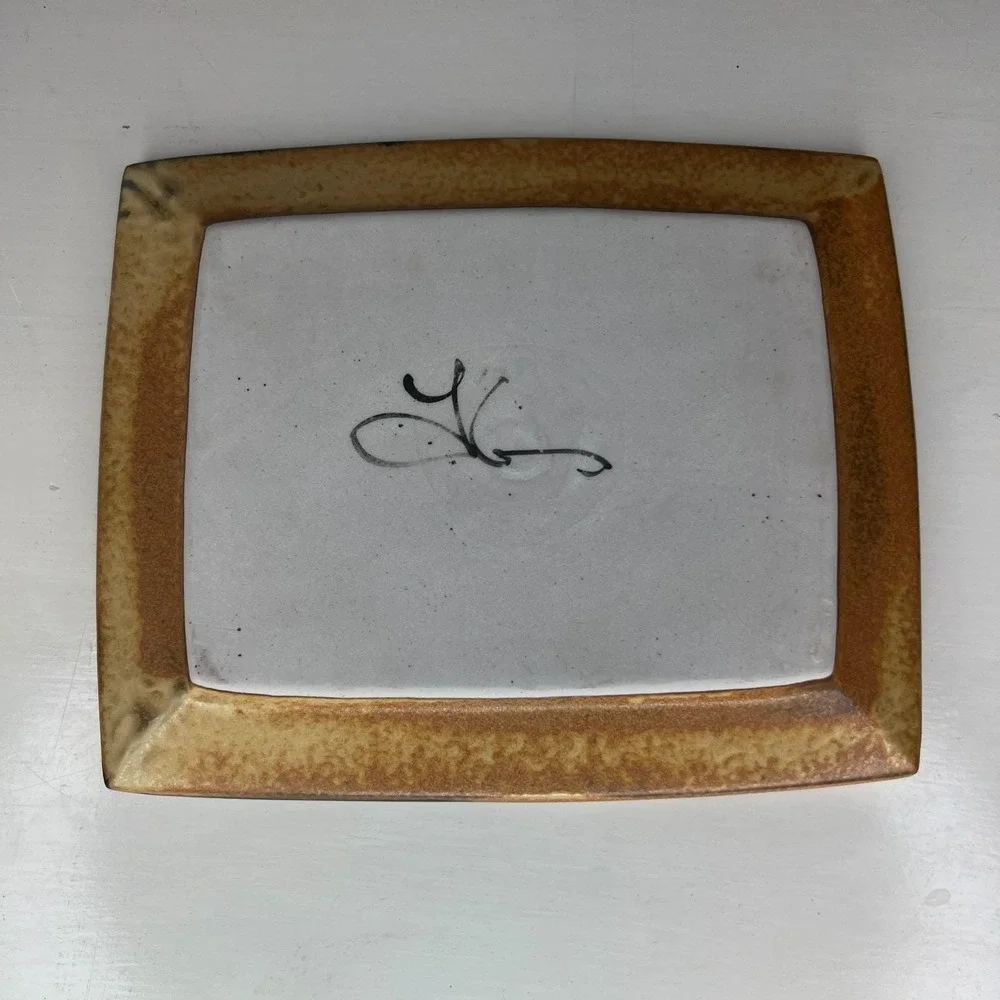 Signed Loren Lukens Studio Pottery Modern Art Dinnerware Plate Platter Vintage